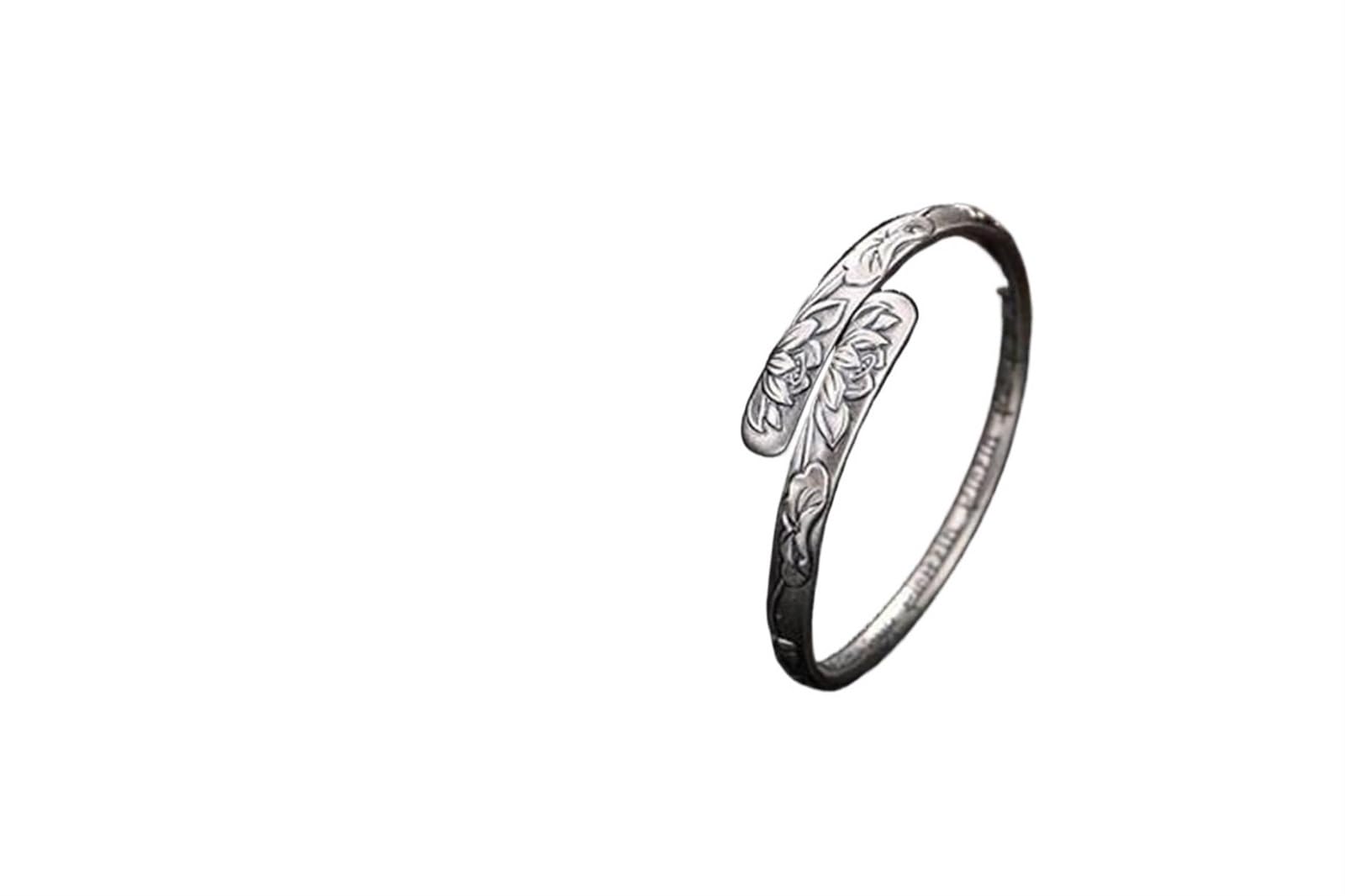 Bracciale in Argento, Bracciale Rigido alla Moda, Braccialetto in Argento S999 Opaco Retro us detti buddisti Bracciale Femminile Aperto in Argento Come Mostrato