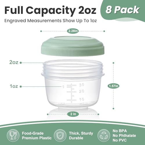 VITEVER 8 Pack 2 oz Salad Dressing Container to Go, Small Condiment Containers with Lids for Lunch Bento Box, Reusable Plastic Snack Jars, Deli Containers, Colorful Sauce Cups, Dishwasher Safe by VITEVER - Image 3