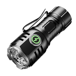Taschenlampe kleine aufladbar LED Extrem Hell 6000 Lumen, TYPE-C aufladbar 4* Starke Lampenperlen Mini Torch mit 8 Lichtmodi und Langer Betriebsdauer Wasserdicht, für Camping Wandern Outdoor Notfälle
