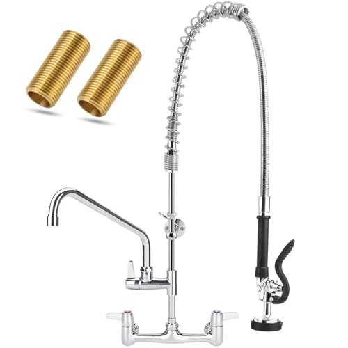 BZIMAK Commercial Wall Mount Faucet with Sprayer, 36