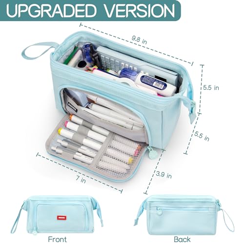 Image of Large Capacity Pencil Case Big Pencil Pouch Special Aesthetic School Pen Bag for Girls Teen nurse Adults Kids Soft Organizer With Zipper Cute Travel Pencil Pouches Estuche para Lapices Blue