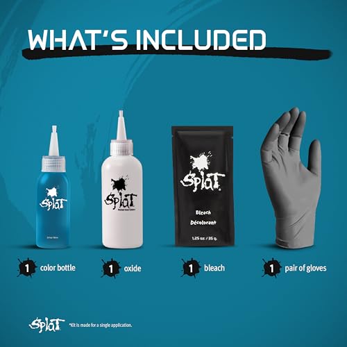 Splat Aqua Rush Semi Permanent Hair Dye Kit with Bleach, 1 Application, Includes Blue Hair Dye, Oxide & Bleach Powder, Vegan & Cruelty Free Hair Color