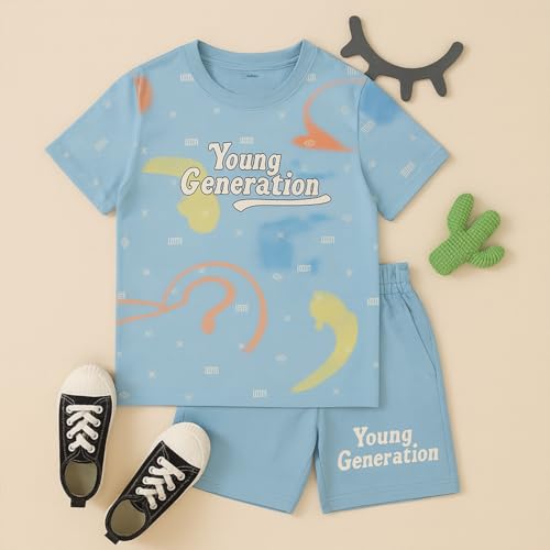 Image of Kidbea Kids Cotton T-Shirt and Shorts Set | Soft Breathable Co-Ord Outfit for Boys | Trendy & Stylish Summer Wear | Boys Clothing Set