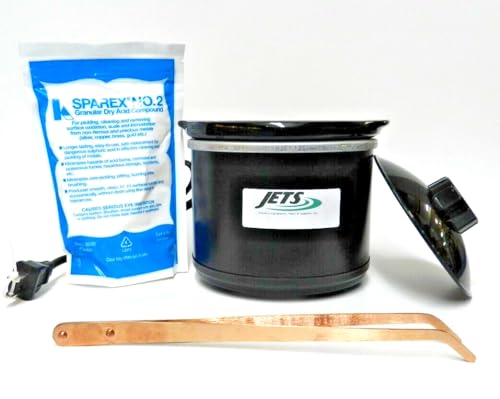 Olla de pepinillos para joyería JTS con decapante Sparex y pinza de cobre útil
