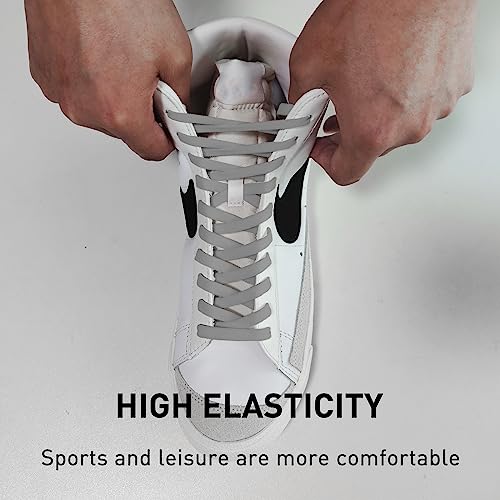 Image of UamGlsob 2 Pairs 5 /16 inch Flat Elastic Shoe Lace, Stretch Shoelaces