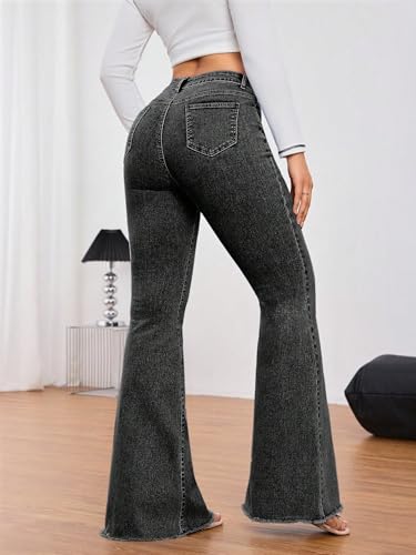 Image of KOTTY Women's Bootcut Flare Jeans with Slim Fit Thigh and Wide Hem Design