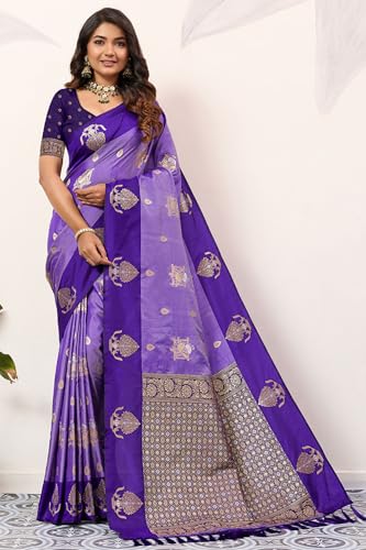 Image of SGF11 Women's Kanjivaram Pure Soft Silk Saree With Unstitched Blouse Piece