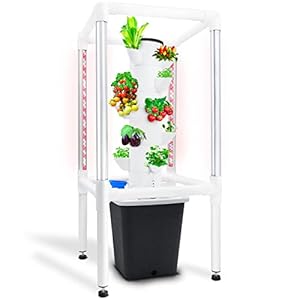 Tower Garden Hydroponic Growth System, Indoor Vertical Garden with LED Timing Grow Light, Kindergarten Sprouting Kit…