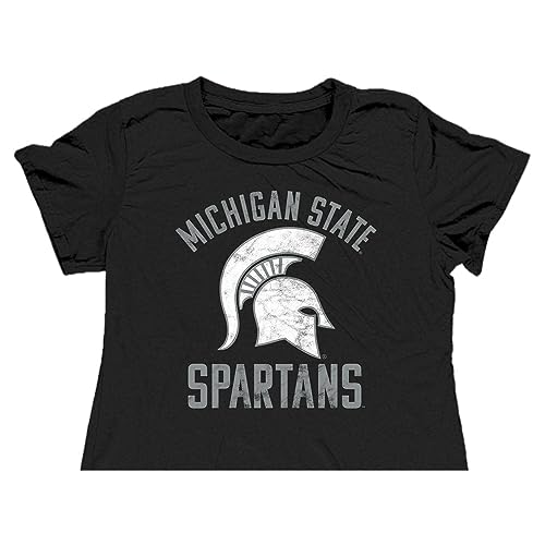 Suburban Riot Michigan State University Official Spartans Logo Dylan Women's Short Sleeve Crop Top, Black (X-Large)
