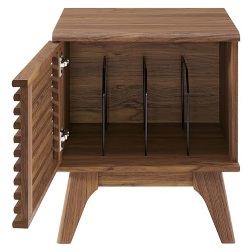 Modway Render Mid-Century Modern 19" Vinyl Record Display Stand in Walnut, 19 Inch by Modway - Used condition - Image 5