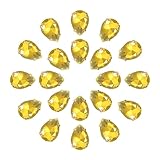 QUARKZMAN 20 Piezas de Pedrería de Gota de Lágrima para Coser - Cristales de Vidrio de Gota de Lágrima de 18x13mm con Trasera Plana en Engaste de Garra Dorada (Amarillo)