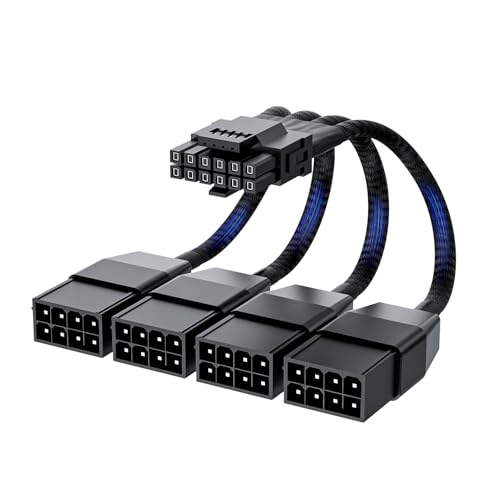 BolAAzuL 12VHPWR Cable 16-Pin (12+4) Male to 4X Female 8Pin PCIe Cable 600W for RTX 4090 4080 H100 |...