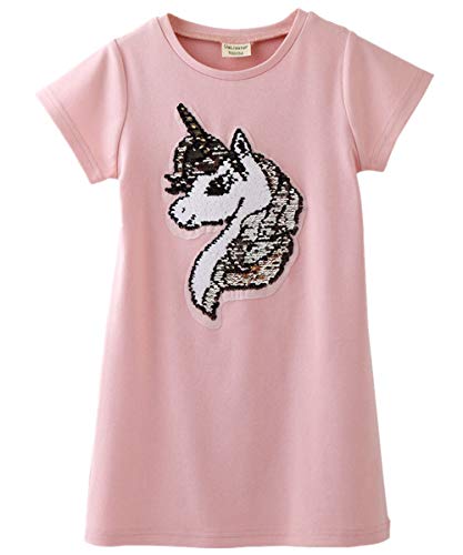 I pass Camisa con Lentejuelas de niña Unicorn Summer Camiseta de algodón (120, Rosado)