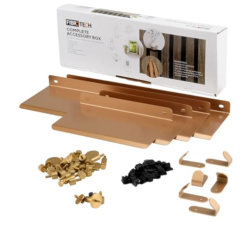 FIBROTECH Scatola accessori per pannelli acustici (ottone, lunghezza 37 x larghezza 13 x altezza 5 cm, 68 pezzi, accessori pannelli acustici, suono stanza, rivestimento murale, insonorizzazione