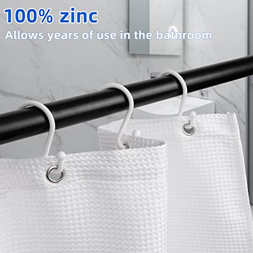 Bellrhein Shower Curtain Hooks Rings, Shower Hooks For Shower Curtain Rust Proof Metal S Shaped Hook. Decorative Shower Hook Rings Hanging Shower Curtains Clothing Towels Etc, Set Of 12 Hooks-White #TOP1