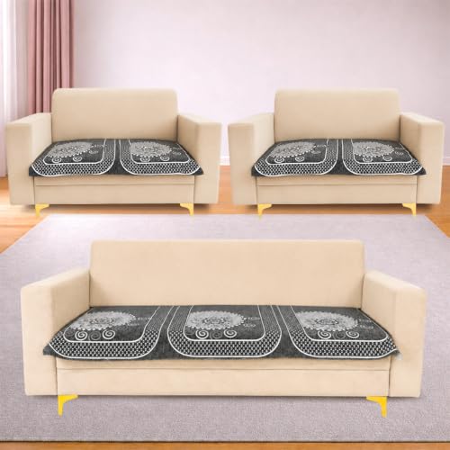 Image of Homerz Premium Chenille Fabric Sofa Cover | Soft, Durable & Dustproof | Decorative Couch Cover (Solitaire Grey, 7 (3+2+2) Seater, Only Seat Cover)