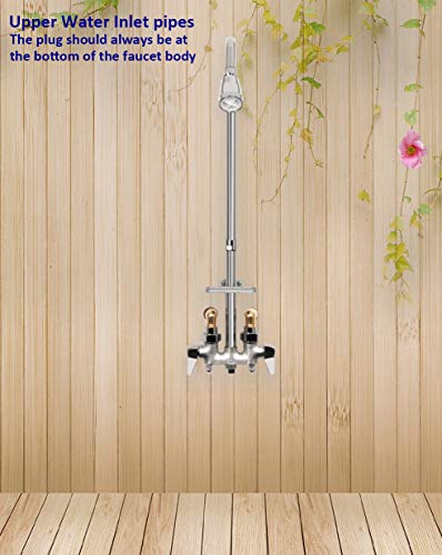 Artiwell Outdoor Shower Fixture System,with Rustproof Riser and Riser Extension, Double Handle Utility Shower Faucet with Showerhead and Soap Dish, Polished Chrome - Thumbnail 6