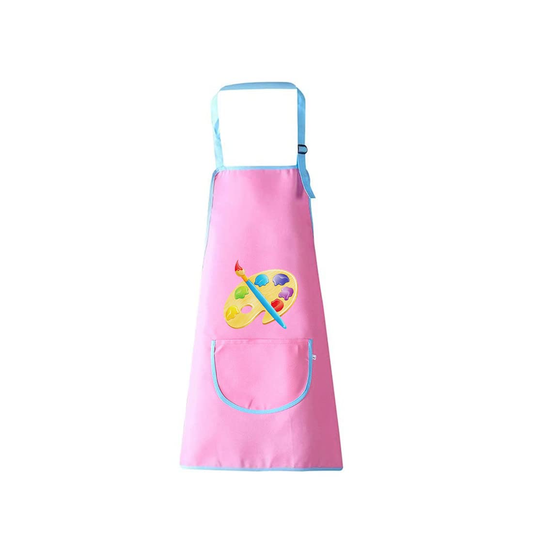PLABBDPL Delantales Niños 5 a 11 Años 1pcs Delantal Infantil Pintura Delantal Cocina Niña Niño Impermeable Ajustable Delantales para Niños con Bolsillos para Cocina Hornear Pintura Artesanía, Rosa