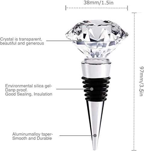 Vanvene Decorative Crystal Wine And Beverage Bottle Stopper For Wine,Made Of Zinc Alloy And Glass,Reusable Plug With Gift Box,Multi-Option (2Pcs Crystal) #TOP2