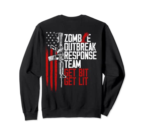 USA Flag Zombie Outbreak Response Team Get Bit (en la parte posterior) Sudadera