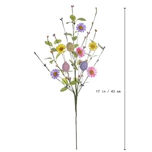 6 pcs easter flower decorations 17 inches easter egg floral eggs picks with daisy wildflowers for floral arrangements table centerpiece vase spring decorations  urban country home decor
