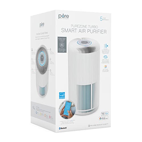 Pure Enrichment® Purezone™ Turbo Smart Air Purifier For Large Rooms (1050 Sq. Ft. In 30 Min.) - Energy Star Rated, 5 Stage Filtration, Smartphone Compatible, Traps Germs, Smoke, & Dust (White) #TOP7