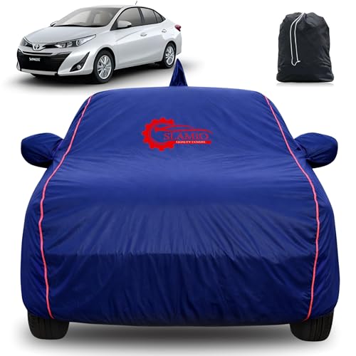 Image of 100% Waterproof Car Cover for Toyota Yaris | All-Weather, Dustproof & UV Protection | Heavy-Duty 3-Layer Fabric | Custom Fit with Mirror & Antenna Pocket | Navy Blue