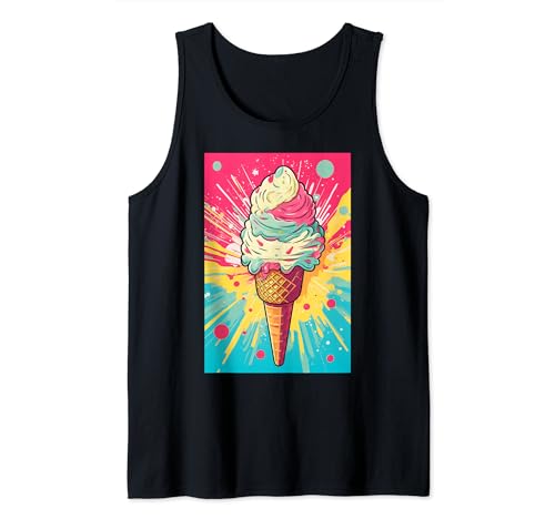 Gaufrier glacé cornet de glace glace pop art vintage rétro glacé café glacé Débardeur