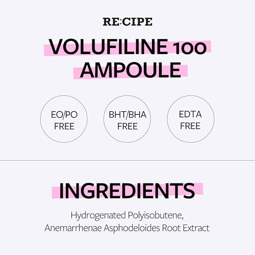 RE:CIPE RECIPE Volufiline 100% Ampoule - From France, Sederma - Pure Volufiline Serum - DIY Skin Care Booster for Face & Body – Hydrating & Age-Defying Formula for Elevated Resilience (0.33 fl oz)