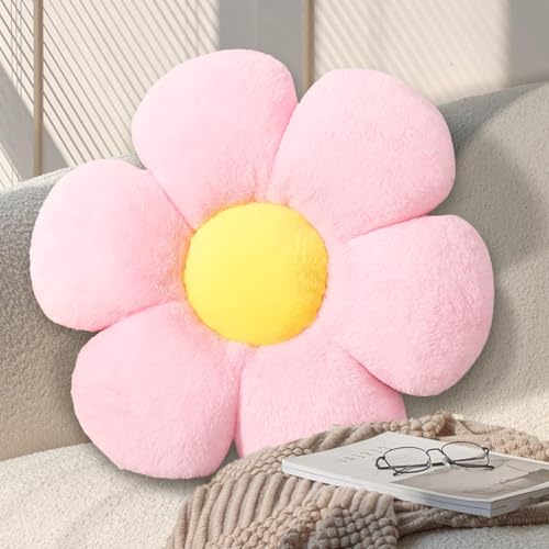 17.7 Inch Pink Flower Pillow – Daisy Shaped Cute Decorative Throw Pillow, Soft Floral Seating Cushion Floor Pillows for Sofa, Bed, Chair & Room...
