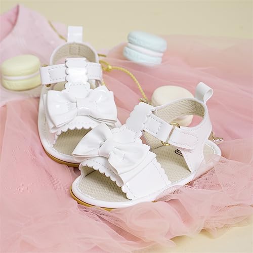 Image of Meckior Baby Toddler Infant Girls PU Leather Soft Open Toe Summer Sandals Flower Princess Flat Shoes