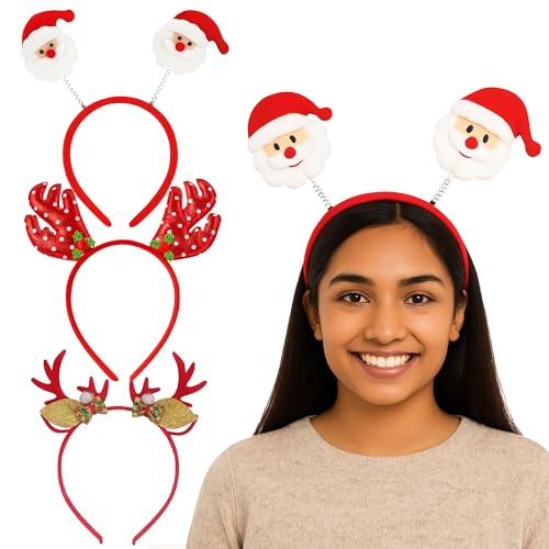Image of Festive Hair Band (Pack of 3) | Cute Light-Up Hair Accessories for Kids & Girls | Party Headband for Birthdays, Dance, Night Events & Dress-Up | Christmas Gift for Kids