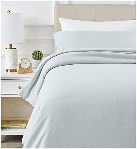 Amazon Basics Chambray Duvet Cover Set - 220 x 250 cm / 50 x 80 cm x 2, Soft Grey