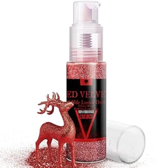 Edible Glitter Spray - 20g Luster Dust Edible Glimmer Powder for Sparkling Cocktails, Cake, Cupcakes, Wine, Beverage - Food Grade Shimmer Dust Powder for Baking, Drinks, Cookies Decoration ( Red Velvet )