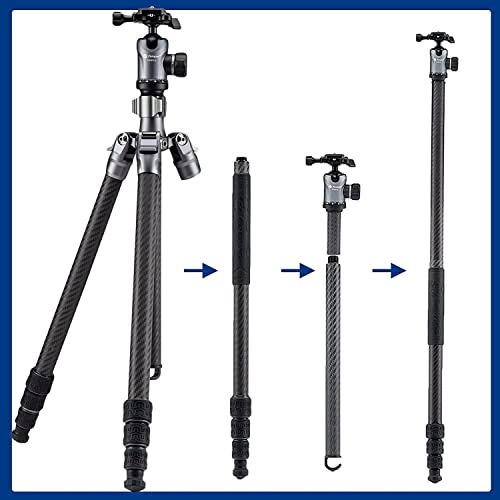 Fotopro Sherpa 59.5Inch Camera Tripod Lightweight Carbon Fiber Travel Vlog Compact Tripod Portable Monopod With 360° Double Panoramic Ball Head Quick Release Plate For Dslr Cameras,Carry Bag(Orange) #TOP4