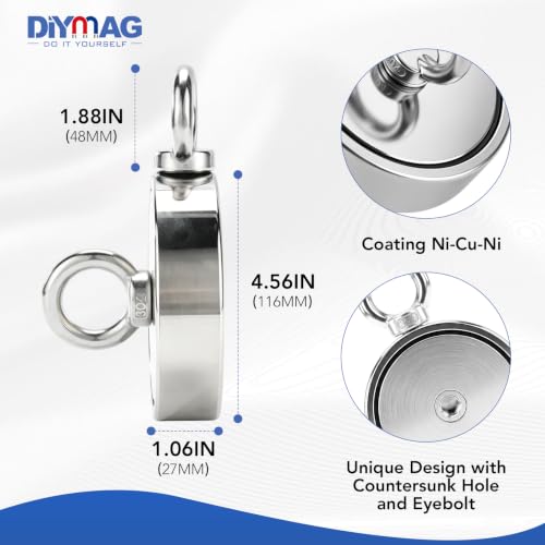Image of DIYMAG Magnet Fishing Kit, 2600Lbs Double Sided Neodymium Magnets with Case