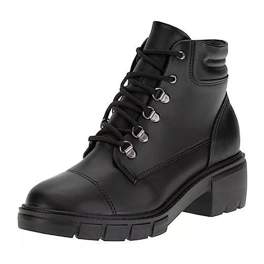 Bota Coturno Beira Rio Cano Curto Tratorada Confortável Tamanho:35;Cor:Preto