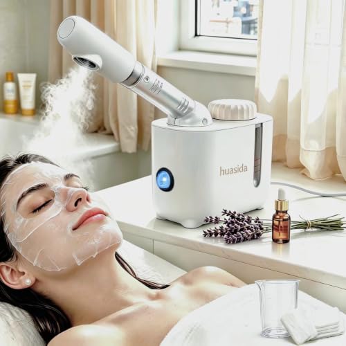 Image of Portable Facial Steamer and Face Sauna Spa with Aromatherapy Design for Personal Care at Home or Salon Hydrating Cleansing Skincare (White 150ml)