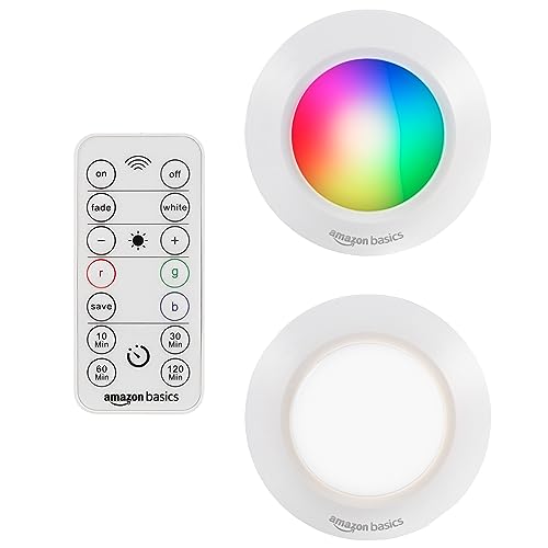 Amazon Basics 59447 Led Puck Lights, Color Changing, Battery Operated, Ir Remote thumb #1