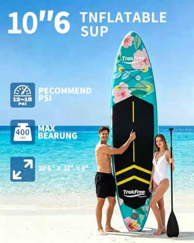 Tabla de Stand Up Inflable TrekFree 10'6" con cubierta EVA antideslizante y bomba manual ligera miniatura 3