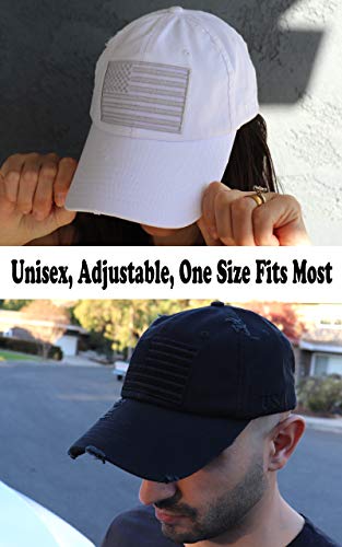 Image of Antourage American Flag Unisex Baseball Hat for Men and Women | USA Flag Mesh Snapback Flat Visor Cap + 2 Patriotic Patches