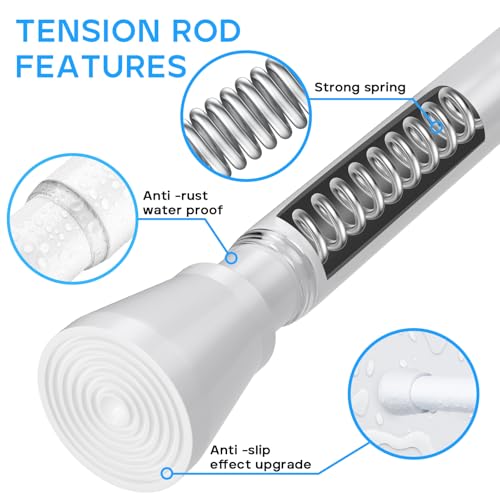 Image of 2 Pack White Tension Curtain Rod 30 to 64 Inch