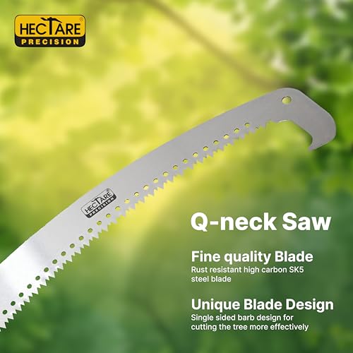Image of HECTARE Q'neck Pruning Saw - Precision Branch Cutter with Stainless Steel Blade & Plastic Handle for Efficient Gardening & Tree Trimming, Silver & Black