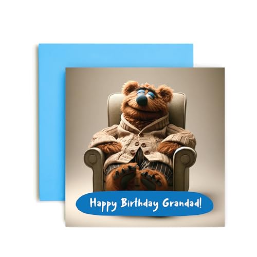 Huxters Birthday Cards for Men and Him – Birthday Boy Grandad Bear Happy Birhday Card for him Grandad napping Funny Card 14.8cm