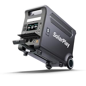 SolarPlay 3840Wh Tragbare Powerstation, 3600 W Solargenerator LiFePO4-Akku mit UPS, 3x230V AC Ausgang 3600W,Power Station mit Griff Schnelles Stromspeicher Aufladen für Outdoor,Camping,Wohnmobilre...