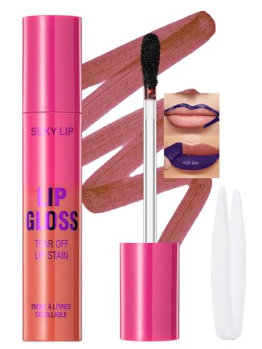 Erinde Lip Stain Peel Off, Long Lasting Peel off Lip Liner Stain, Waterproof Matte Lip Tint for Women, Transferproof Lip Gloss with Tweezer, Highly Pigmented Color Lipstain, #04