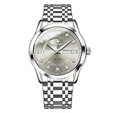 ⌚ Horloge formelle pour hommes: Horloge avec grand cadran pour hommes avec jour de la semaine et date. Chiffre romain en forme de diamant, clair et bien lisible, style business classique, durable et élégant.