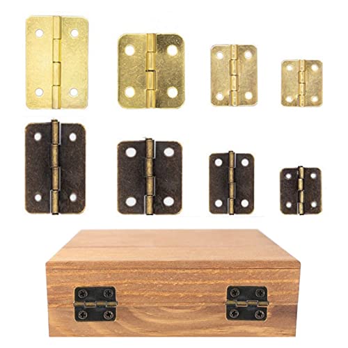 Charnières de meubles rétro en métal jaune avec vis pour bricolage - 4