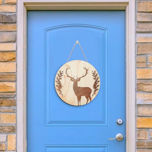 10Pcs Wood Circles for Crafts with Holes,12\" Unfinished Wood Rounds Discs with Twine,Wooden Round Circles for Door Hanger,Blank Wooden Signs for Painting,Wood Burning,Round Wooden Hanging Sign