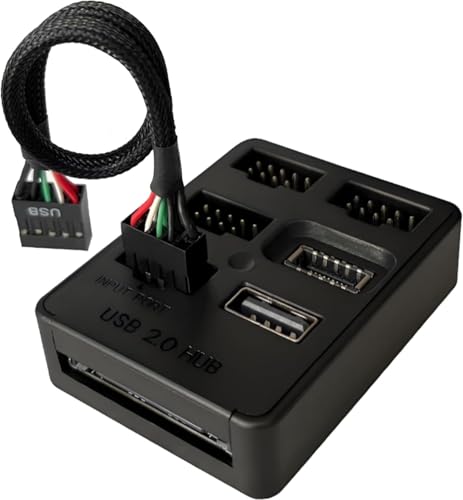 5 Ports Internal USB Hub, Motherboard 9pin USB 2.0 Header Splitter, USB 2.0 to USB 3.2 Gen 1 Header